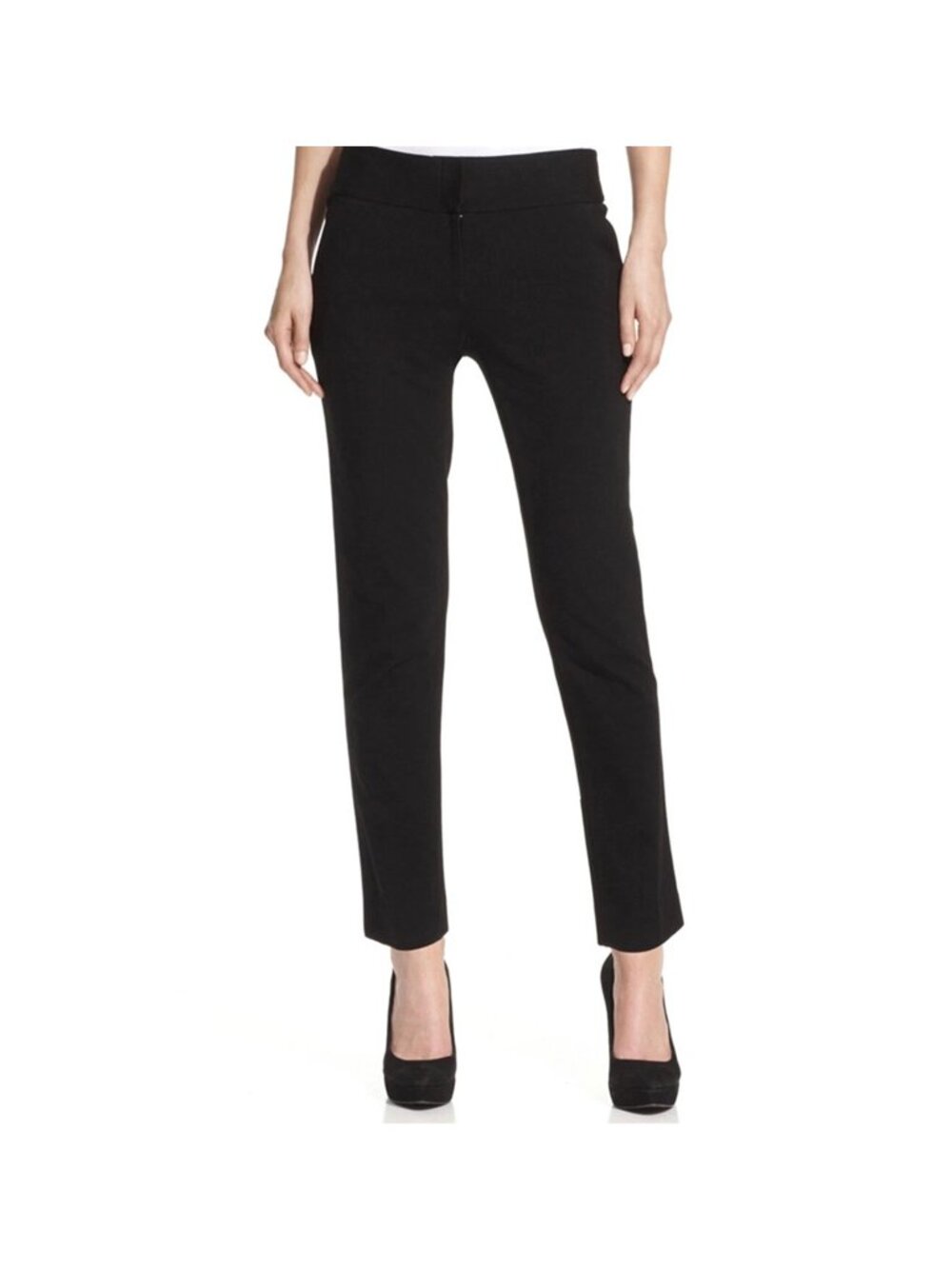Vince Camuto Pants Womens Sz 6P Black Ponte Stretch Mid Rise Straight Leg Ankle